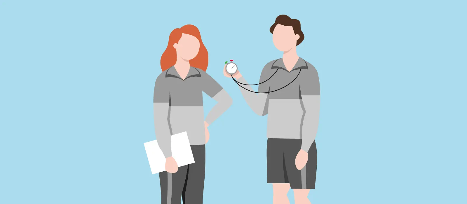 Zwei Trainer mit Stoppuhr 