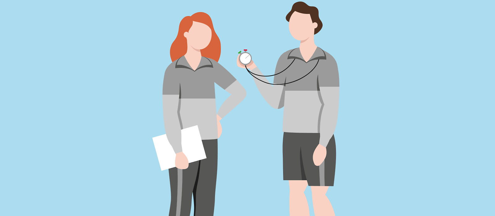 Zwei Trainer mit Stoppuhr 