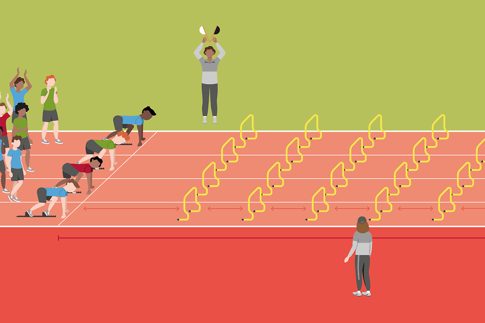 grafische Darstellung eine Hürdenlauf-Wettbewerbes